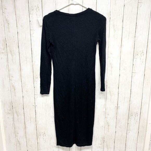 Bershka Dress Women Size Small Crewneck Long Sleeve Midi Black Evening Business - Picture 5 of 5